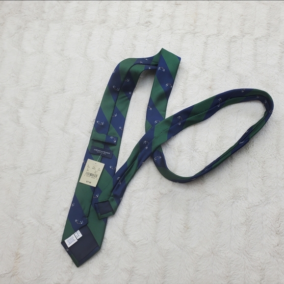 NWT Mens American  Eagle Tie Green Navy Striped Deer Antlers Hunting One Size OS - Picture 10 of 11